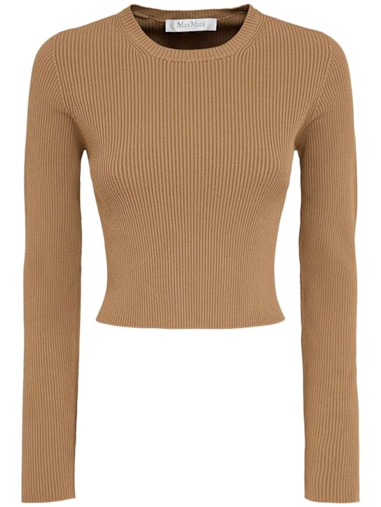 Max Mara: Arcella stretch viscose crepe rib top - women_0 | Luisa Via Roma