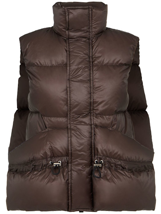 Sacai: Piumino smanicato in nylon - Marrone - women_0 | Luisa Via Roma