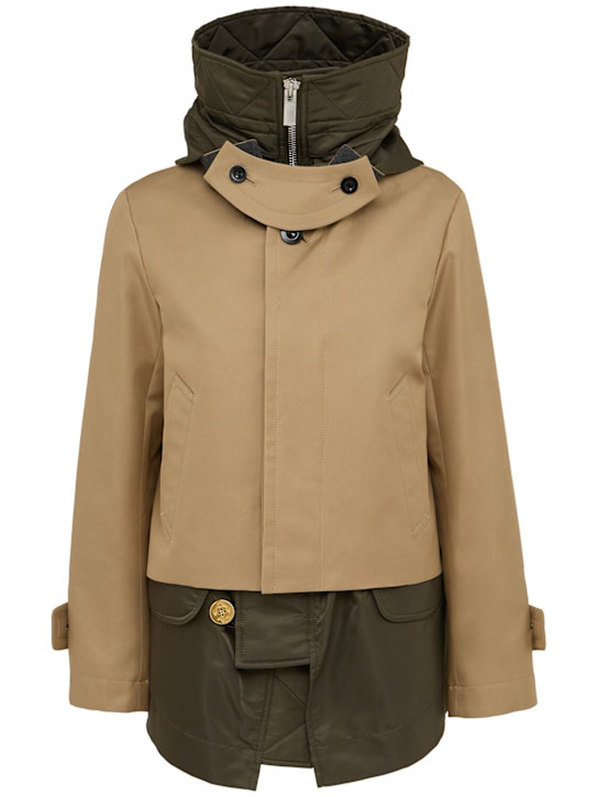 Sacai: Giacca in misto cotone - Beige - women_0 | Luisa Via Roma