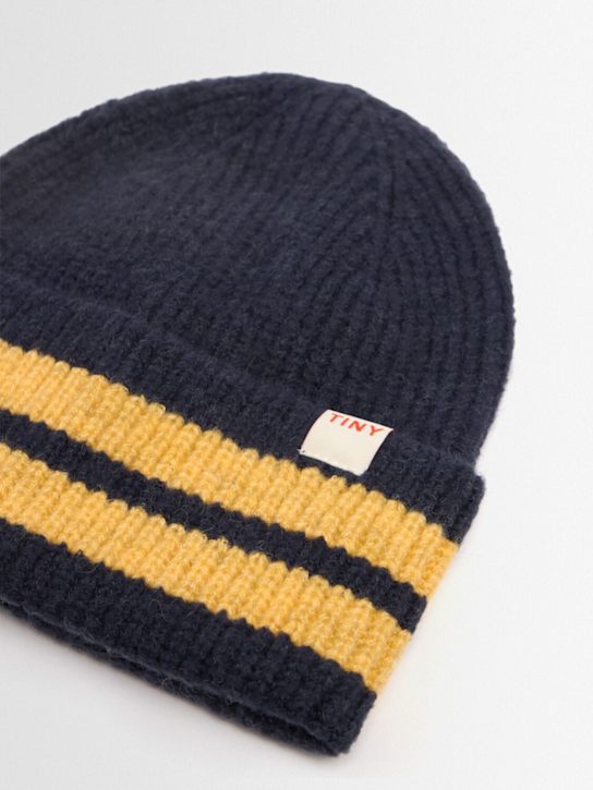 Tiny Cottons: Cappello beanie in maglia di misto acrilico - Navy - kids-girls_1 | Luisa Via Roma