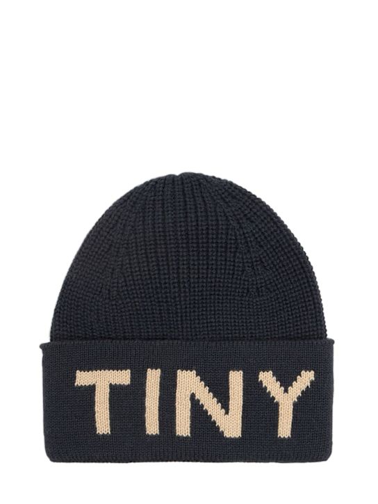 Tiny Cottons: Wool blend knit beanie - Blue - kids-boys_0 | Luisa Via Roma