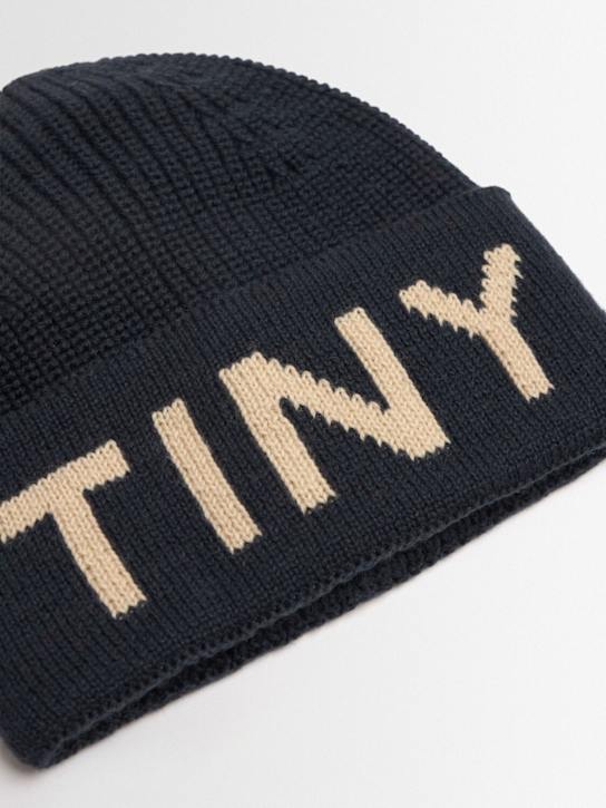Tiny Cottons: Wool blend knit beanie - Blue - kids-boys_1 | Luisa Via Roma