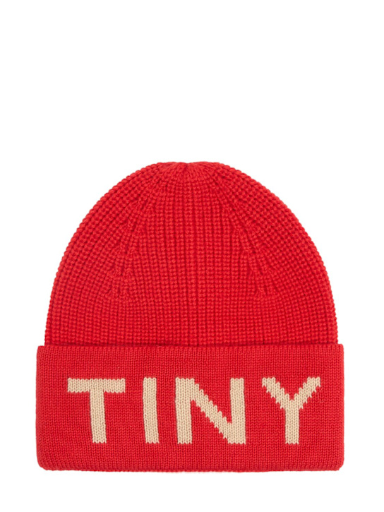 Tiny Cottons: Cappello beanie in maglia di misto lana - Arancione - kids-boys_0 | Luisa Via Roma