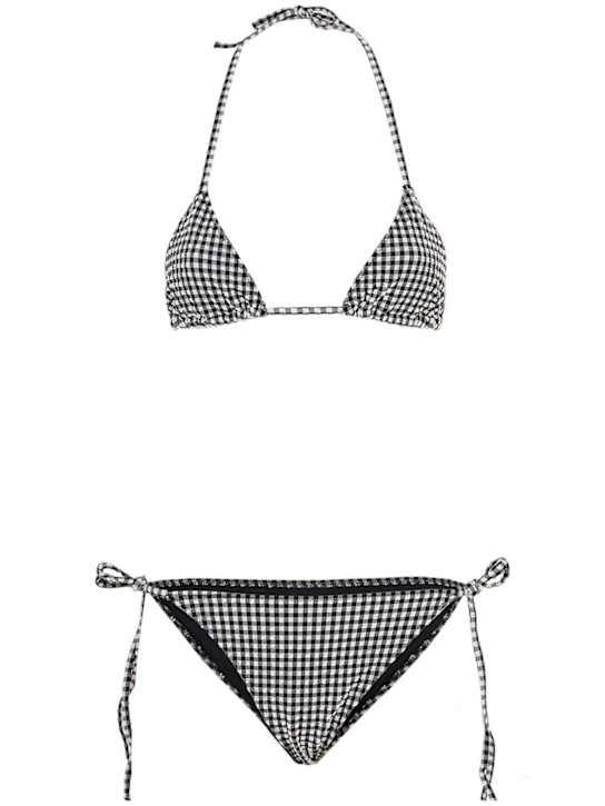Hunza G: Sabrina vichy print triangle bikini set - women_0 | Luisa Via Roma