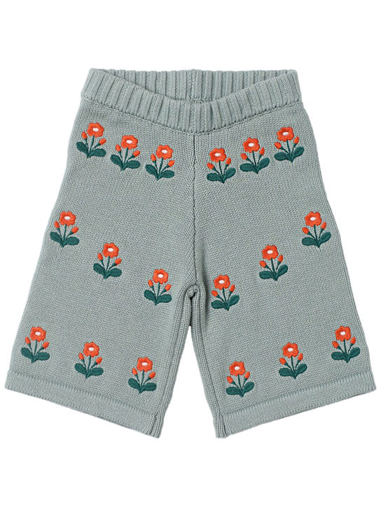 Tiny Cottons: Pantaloni in maglia di lana e cotone - Verde Chiaro - kids-girls_0 | Luisa Via Roma