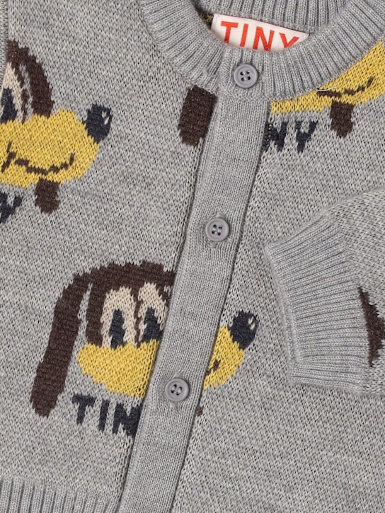 Tiny Cottons: Wool blend knit cardigan - Grey - kids-boys_1 | Luisa Via Roma