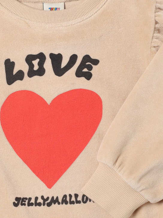Jellymallow: Felpa in cotone con stampa - Beige - kids-girls_1 | Luisa Via Roma