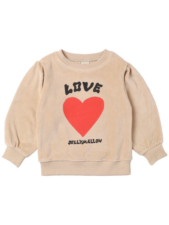 Jellymallow: Felpa in cotone con stampa - Beige - kids-girls_0 | Luisa Via Roma