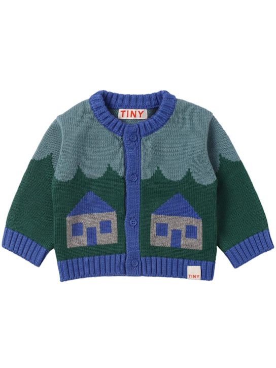 Tiny Cottons: Wool & cotton knit cardigan - Multicolor - kids-boys_0 | Luisa Via Roma