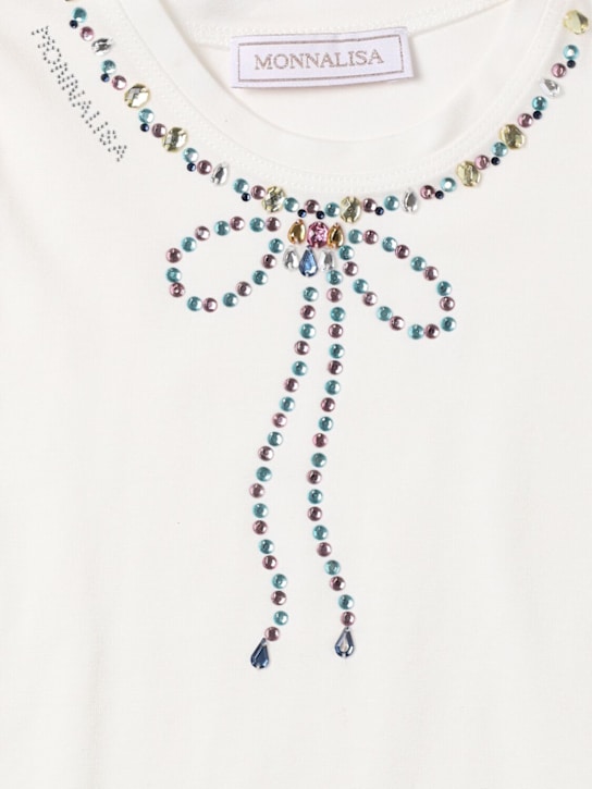 Monnalisa: T-shirt in jersey di misto cotone con stampa - Bianco - kids-girls_1 | Luisa Via Roma