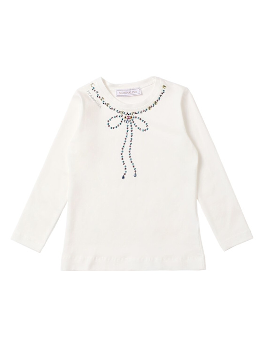 Monnalisa: T-shirt in jersey di misto cotone con stampa - Bianco - kids-girls_0 | Luisa Via Roma