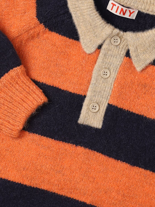 Tiny Cottons: Striped poly knit sweater - Blue/Orange - kids-boys_1 | Luisa Via Roma