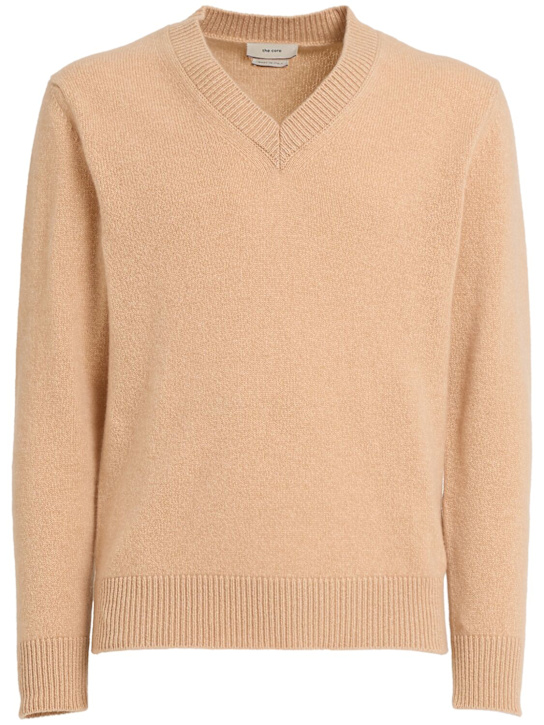 The Core: Vネック ウールセーター - ベージュ - men_0 | Luisa Via Roma