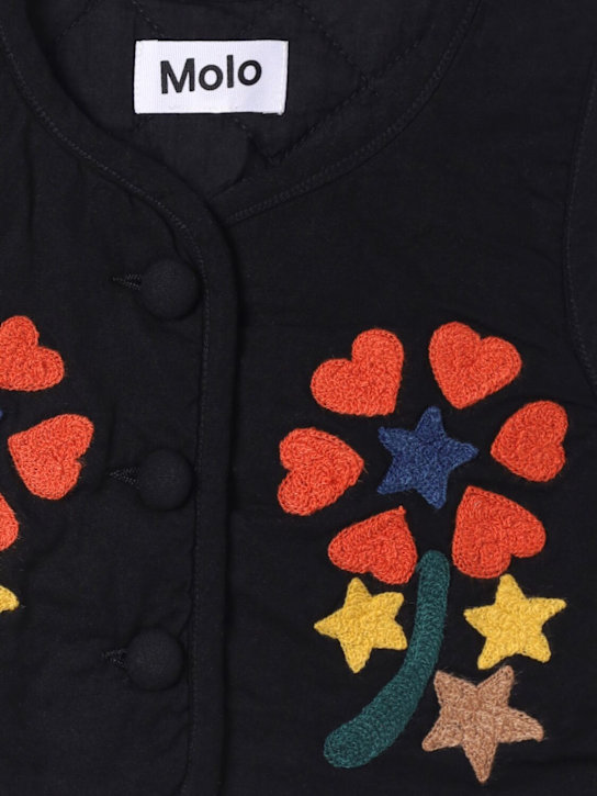 Molo: Embroidered cotton vest - Black - kids-girls_1 | Luisa Via Roma