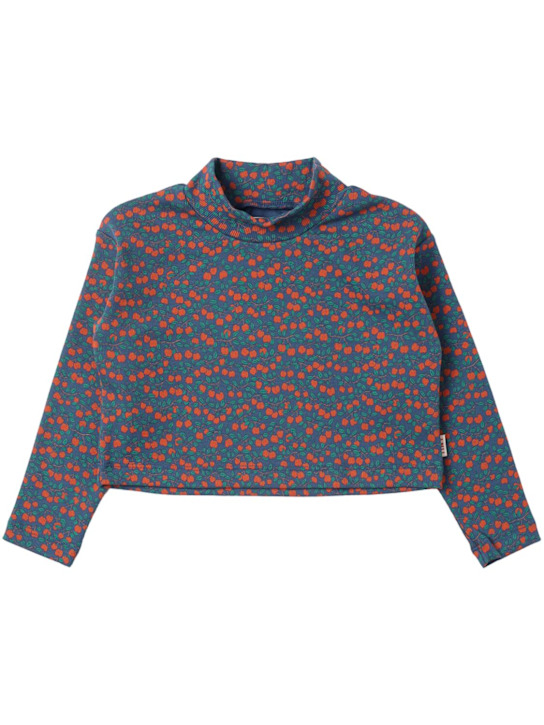 Tiny Cottons: Printed organic cotton t-shirt - グリーン/レッド - kids-girls_0 | Luisa Via Roma