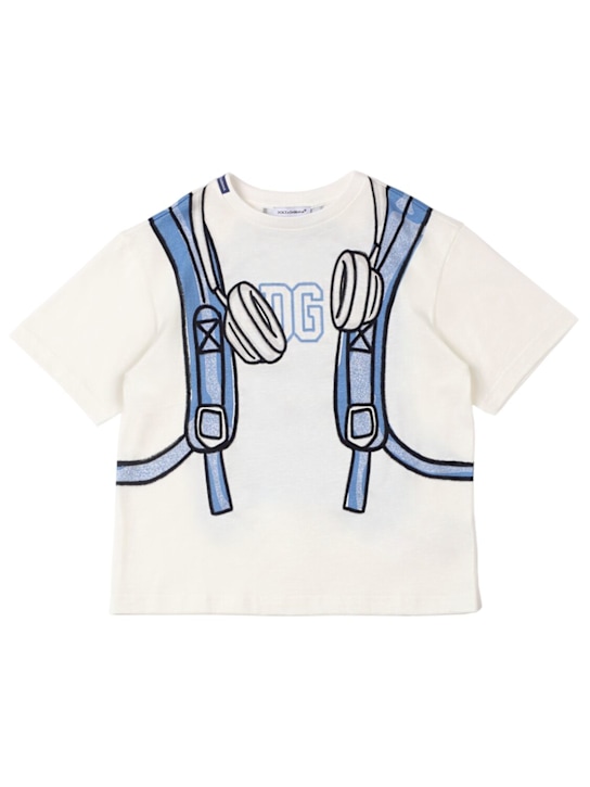 Dolce&Gabbana: Printed cotton jersey t-shirt - White - kids-boys_0 | Luisa Via Roma