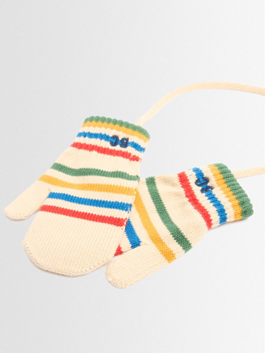 Bobo Choses: Striped knit gloves - ベージュ - kids-boys_1 | Luisa Via Roma