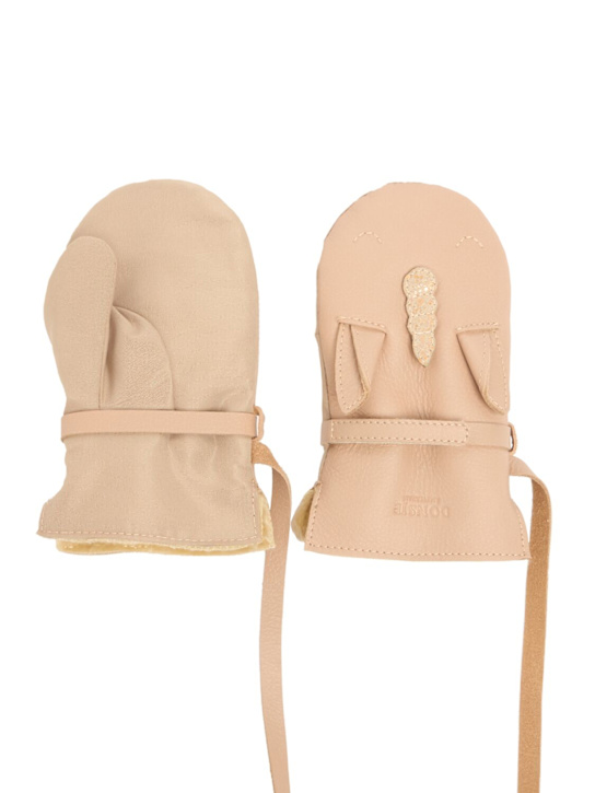 Donsje: Unicorn nubuck leather mittens - ピンク - kids-girls_0 | Luisa Via Roma