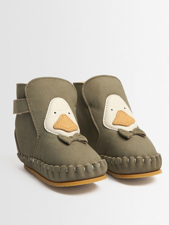 Donsje: Duck leather boots - Green - kids-boys_1 | Luisa Via Roma
