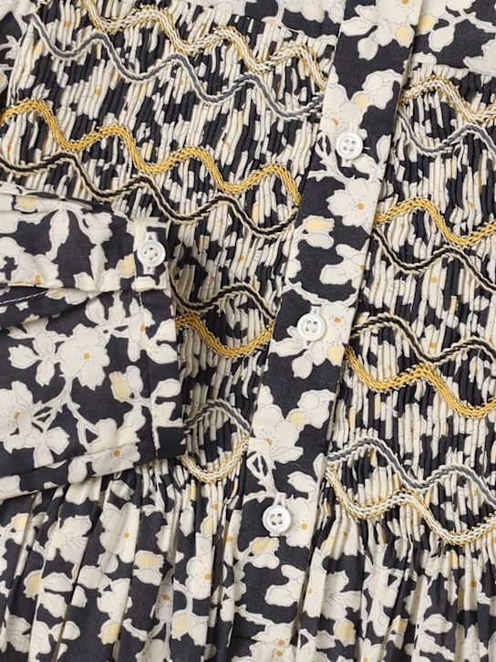 Bonpoint: Floral printed cotton dress - Black/White - kids-girls_1 | Luisa Via Roma