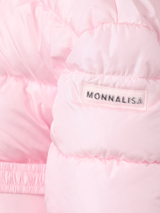 Monnalisa: Hooded poly puffer jacket w/ belt - ピンク - kids-girls_1 | Luisa Via Roma
