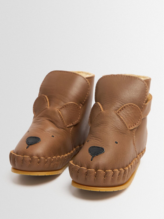 Donsje: Teddy leather boots - Brown - kids-boys_1 | Luisa Via Roma