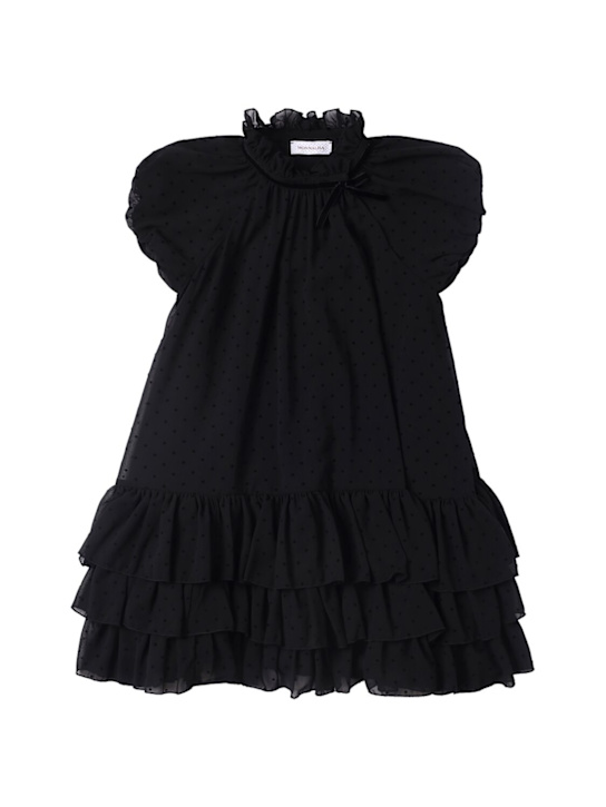 Monnalisa: Vestito in georgette a pois - Nero - kids-girls_0 | Luisa Via Roma