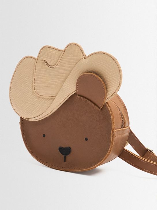 Donsje: Bear leather backpack - ブラウン - kids-boys_1 | Luisa Via Roma