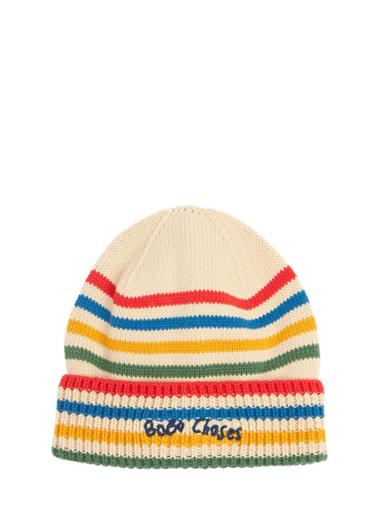 Bobo Choses: Striped knit hat - ベージュ - kids-boys_0 | Luisa Via Roma
