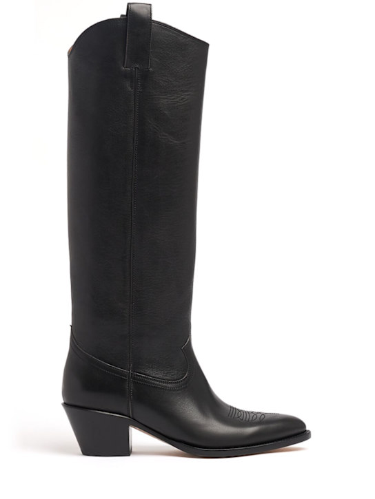 Buttero: Annie leather tall boots - Gabbiano/Nero - women_0 | Luisa Via Roma