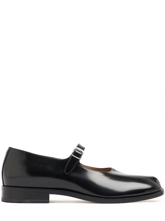 Maison Margiela: Tabi leather Mary Janes - Black - men_0 | Luisa Via Roma
