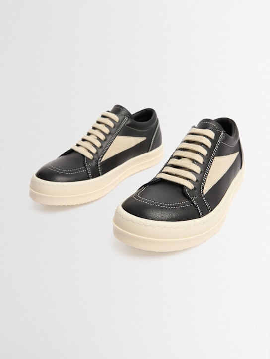 Rick Owens: Leather lace-up sneakers - ブラック - kids-boys_1 | Luisa Via Roma