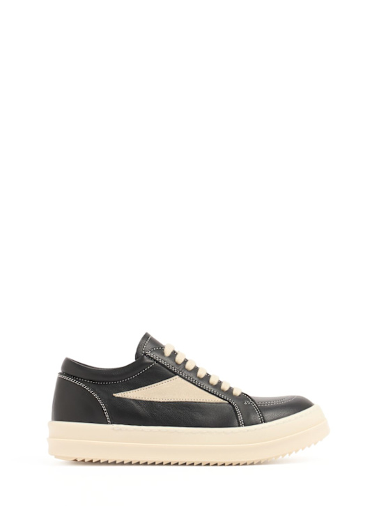Rick Owens: Leather lace-up sneakers - ブラック - kids-boys_0 | Luisa Via Roma