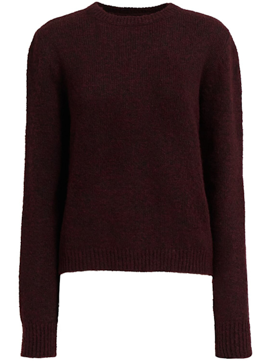 Maison Margiela: Wool knit crewneck sweater - バーガンディー - women_0 | Luisa Via Roma