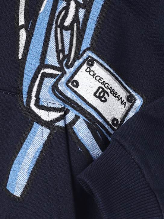 Dolce&Gabbana: Printed cotton zip hoodie - Blue - kids-boys_1 | Luisa Via Roma