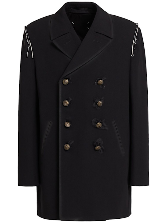 Maison Margiela: Reversible peacoat w/vest - Black - men_0 | Luisa Via Roma