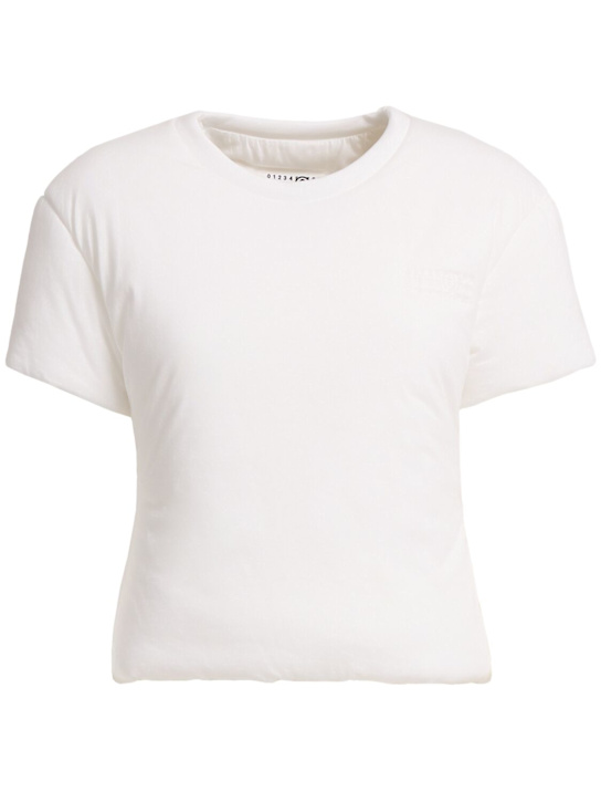 MM6 Maison Margiela: Cotton jersey puffer t-shirt - White - women_0 | Luisa Via Roma