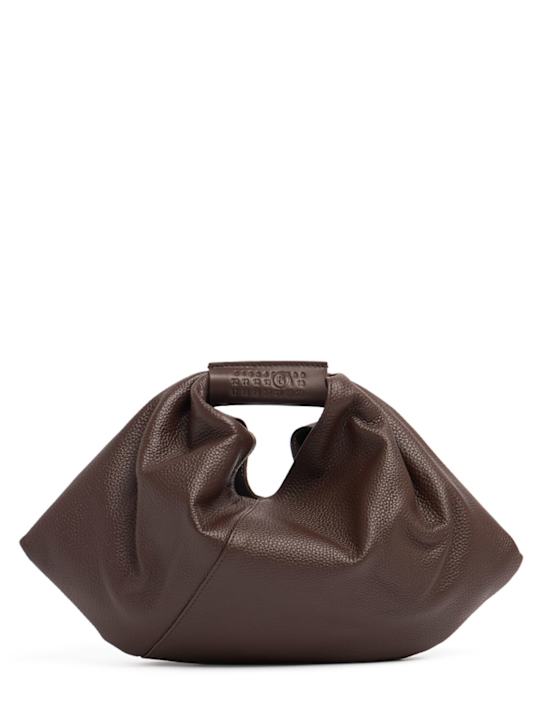 MM6 Maison Margiela: Sac mini en cuir grainé Japanese Draped - women_0 | Luisa Via Roma