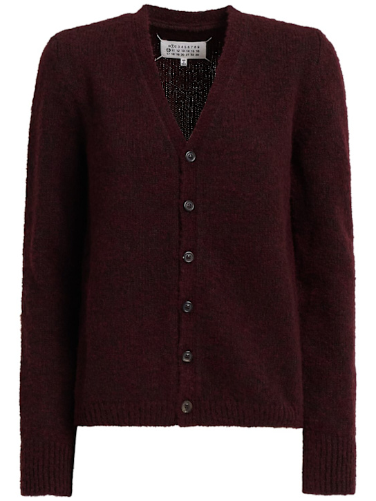 Maison Margiela: Wool blend cardigan - Burgundy - women_0 | Luisa Via Roma