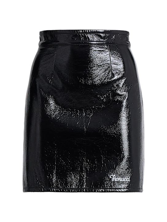 Fiorucci: Logo embroidered vinyl mini skirt - women_0 | Luisa Via Roma