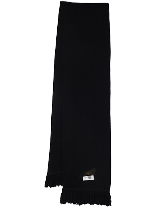 MM6 Maison Margiela: Wool blend knit scarf - Black - men_0 | Luisa Via Roma