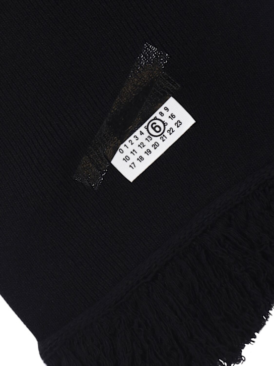 MM6 Maison Margiela: Wool blend knit scarf - Black - men_1 | Luisa Via Roma