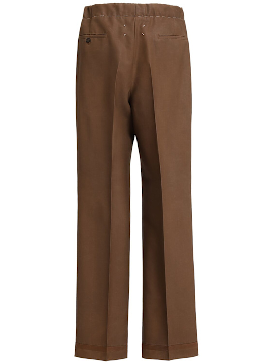 Maison Margiela: Wool blend wide pants - Almond - men_1 | Luisa Via Roma