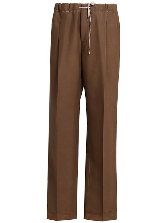 Maison Margiela: Wool blend wide pants - Almond - men_0 | Luisa Via Roma