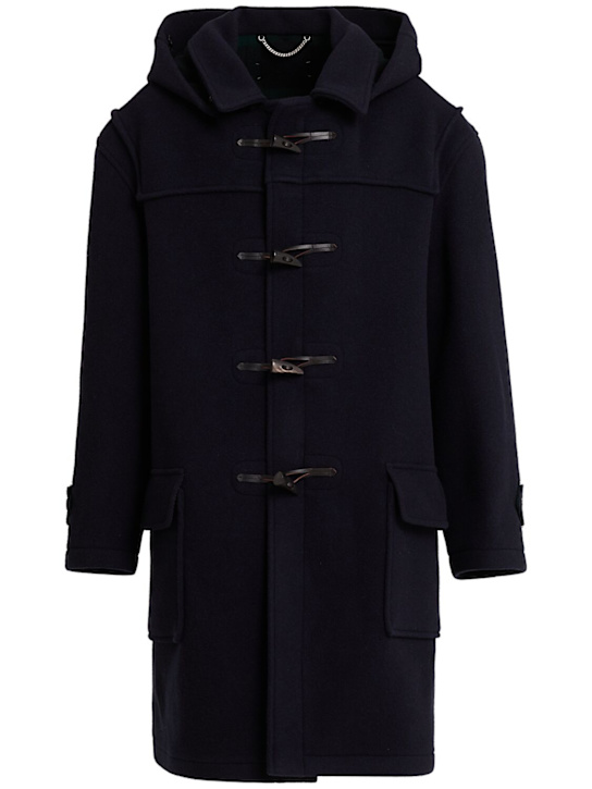 Maison Margiela: Wool long coat - Blue - men_0 | Luisa Via Roma