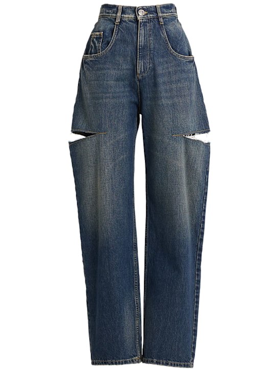 Maison Margiela: High rise wide jeans w/cutout - women_0 | Luisa Via Roma
