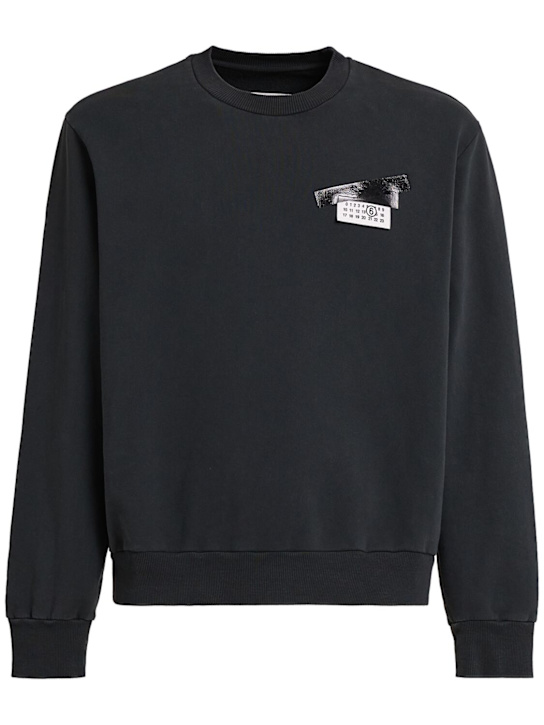 MM6 Maison Margiela: Tape logo cotton sweatshirt - men_0 | Luisa Via Roma