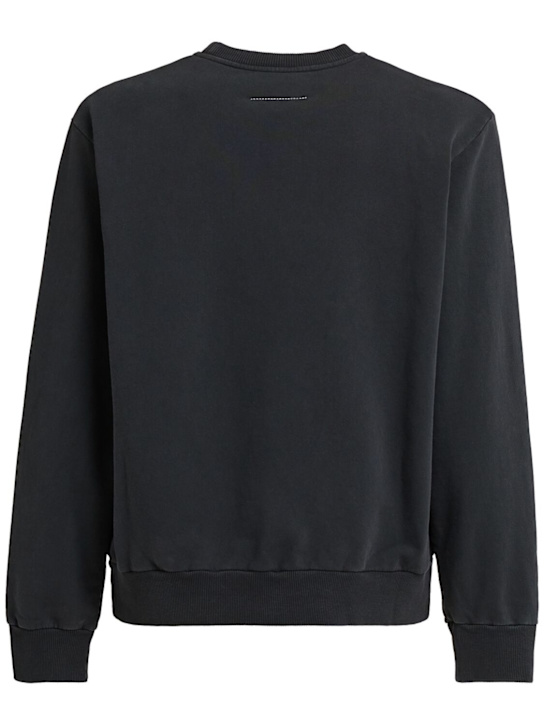 MM6 Maison Margiela: Tape logo cotton sweatshirt - men_1 | Luisa Via Roma