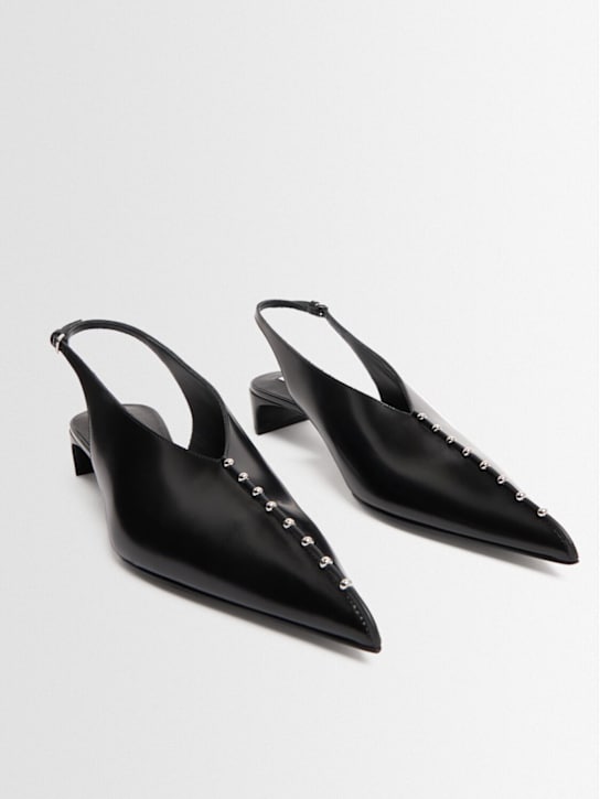 Jil Sander: 35mm Leather slingback pumps - Black - women_1 | Luisa Via Roma