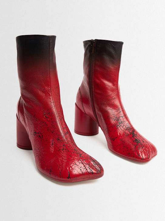 MM6 Maison Margiela: 70mm Patent leather ankle boots - Black/Chinese R - women_1 | Luisa Via Roma